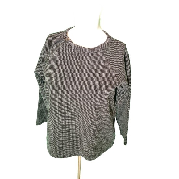 Lilla P Gray Sweater Sweatshirt Textured Cotton Jersey Asymmetric Zipper Sz XS - Picture 1 of 6